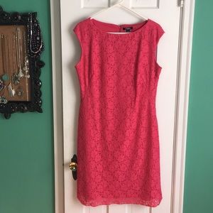 Coral Pink Lace Dress